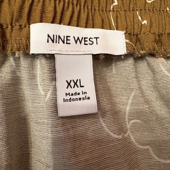 Nine West Tiered Slit Maxi Skirt Brown Floral Crosshatch Elastic Waist XXL - Picture 5 of 11